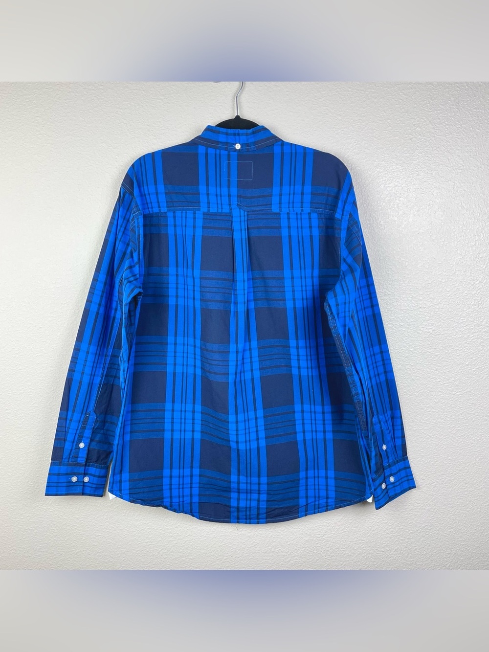 Staple Pigeon Men's Large Blue Plaid Long Sleeve Button Down Collared Shirt - Picture 13 of 16